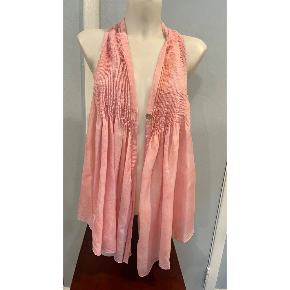 Elizabeth & James Pink Silk Vest Blouse Boho Festival